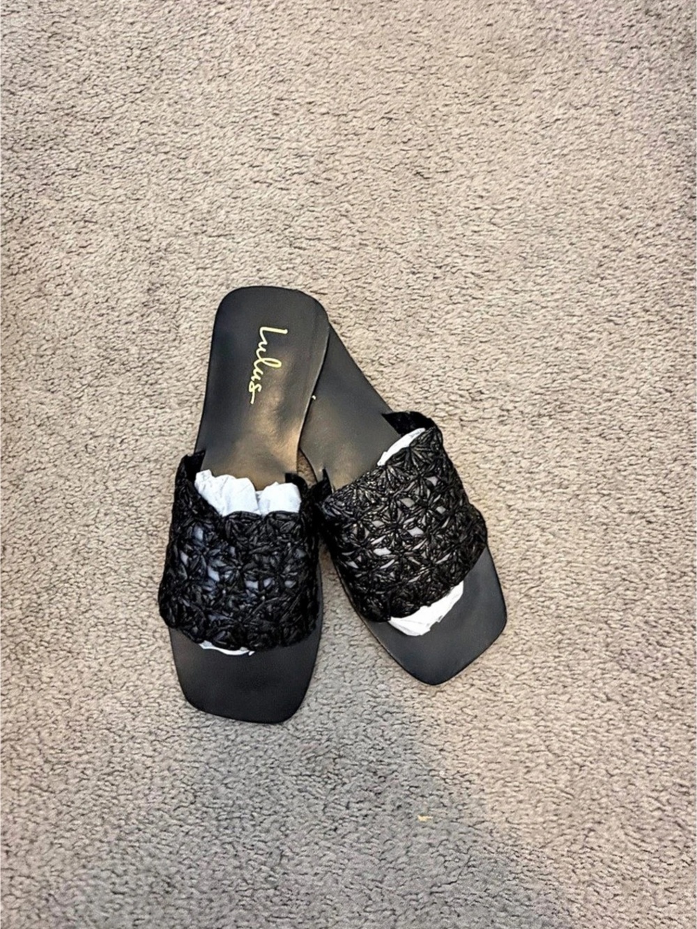 Lulus Black Slide Sandals US 10 NWT